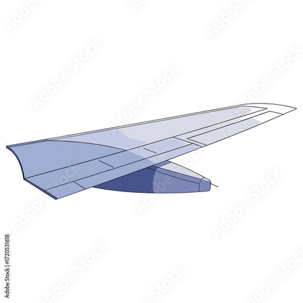Fototapeta Modern Vector Illustration of Airplane Wing with Abstract Design Style in Blue Tones