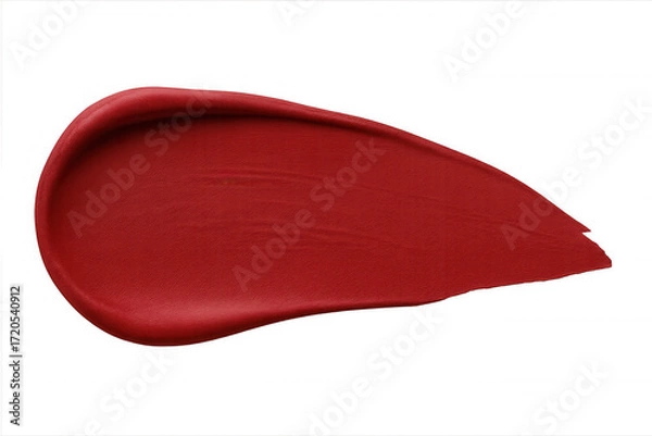 Fototapeta Red lip cream swatch with rich matte texture, cosmetic lipstick product isolated on transparent background
