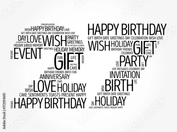 Fototapeta Happy 27th birthday word cloud collage concept
