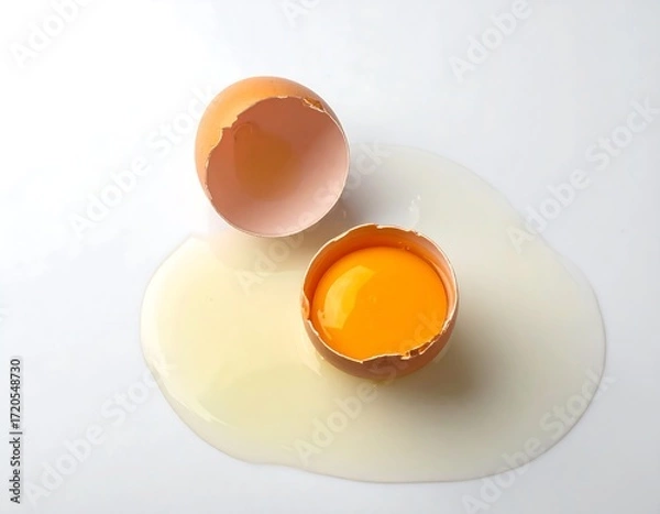 Obraz Broken egg on a white surface