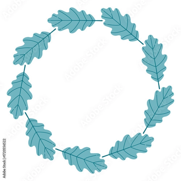 Fototapeta Autumn leaves circle frame. Round border made of fall leaves. The leaves are arranged in a circle. Vector flat isolated on white background.