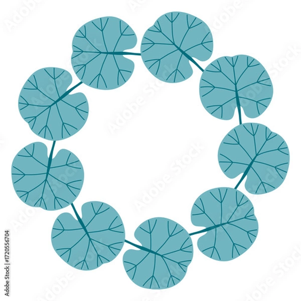 Fototapeta Autumn leaves circle frame. Round border made of fall leaves. The leaves are arranged in a circle. Vector flat isolated on white background.