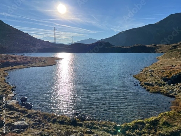 Obraz Lake Culuonnas, Guglia Lake or Julier Lake, Canton of Grisons, Switzerland - Lej da las Culuonnas or Lej dal Güglia (Lej dal Gueglia oder Juliersee), Julierpass - Schweiz