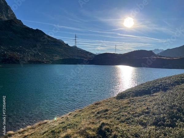 Obraz Lake Culuonnas, Guglia Lake or Julier Lake, Canton of Grisons, Switzerland - Lej da las Culuonnas or Lej dal Güglia (Lej dal Gueglia oder Juliersee), Julierpass - Schweiz