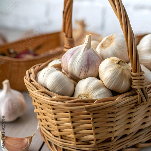 Obraz Garlic in a beautiful basket