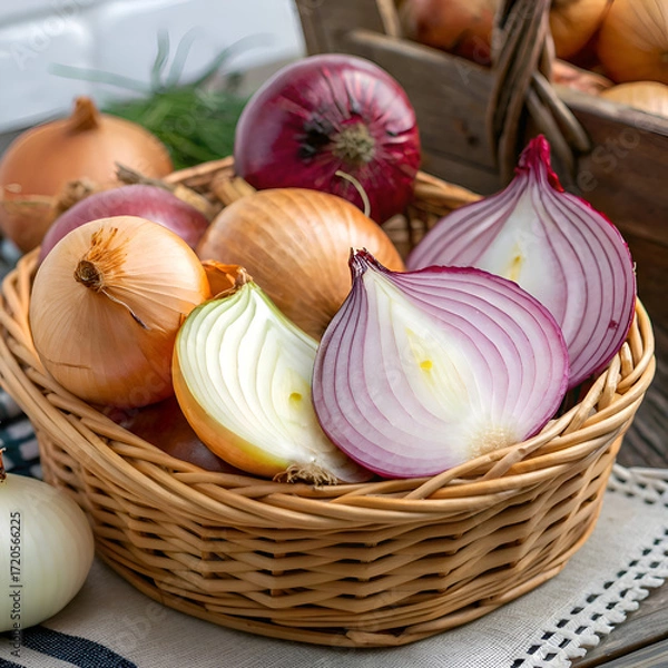 Obraz Onions in basket