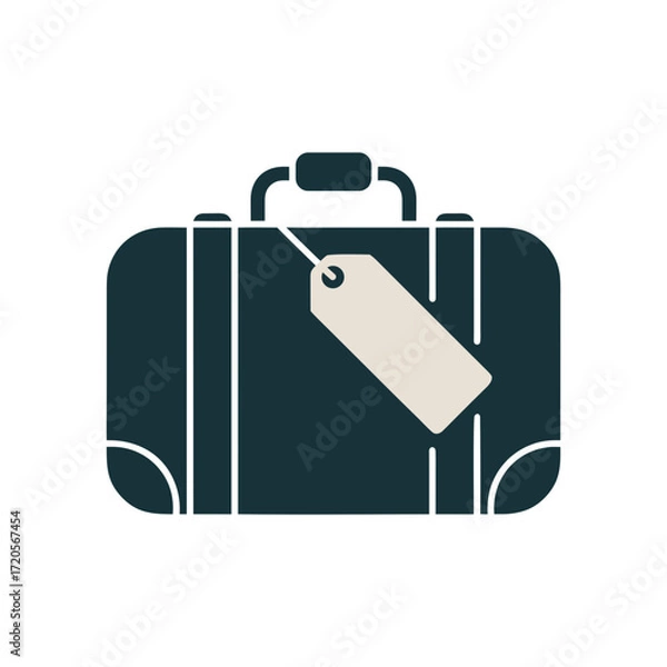 Fototapeta Dark suitcase with a tag attached for travel and luggage identification vector illustration