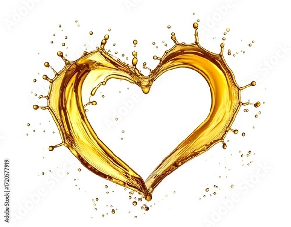 Obraz Golden Liquid Heart Shape Splash