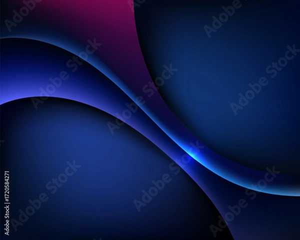 Fototapeta abstract background with glowing blue light and smooth purple gradients modern digital design with elegant flowing curves futuristic depth premium texture for creative template and backdrop