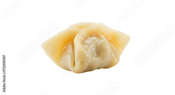 Fototapeta Single delicious wonton dumpling a popular Asian appetizer isolated on a white background.