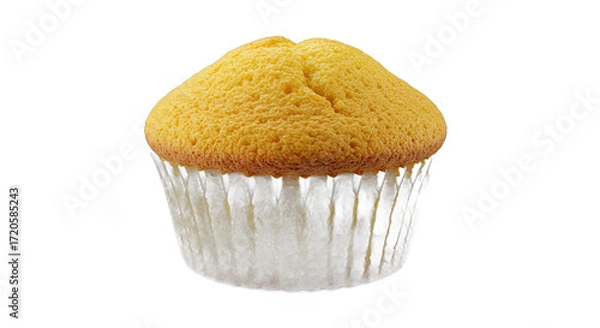 Fototapeta Single golden muffin in paper liner.