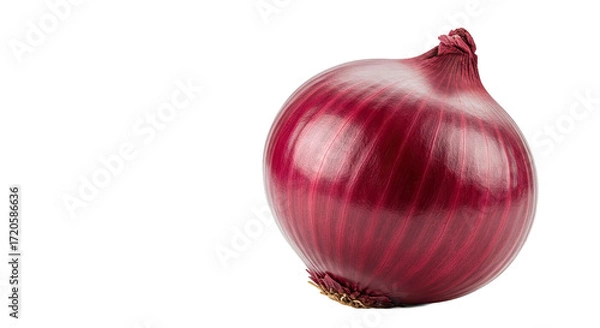 Fototapeta Vibrant red onion bulb isolated on a clean white background.