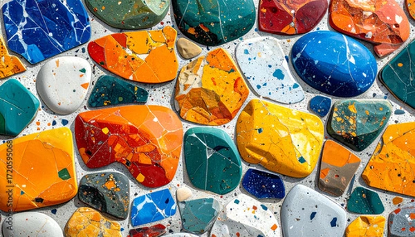 Fototapeta Colorful Polished Stones: A Vibrant Mosaic of Earths Treasures.