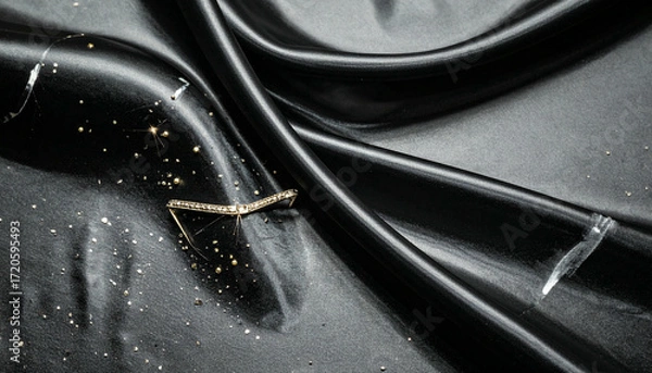 Fototapeta Abstract Black Rubber Texture with Water Droplets and Reflections.