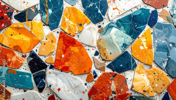 Fototapeta Abstract Colorful Broken Tiles Mosaic Art.