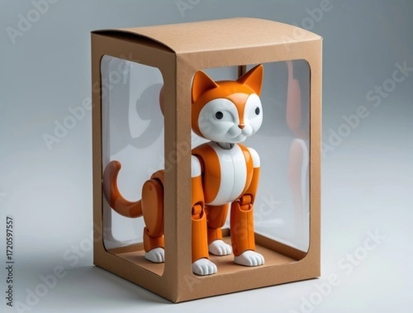 Fototapeta a robot-cat doll in a box