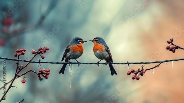 Obraz robin on branch png