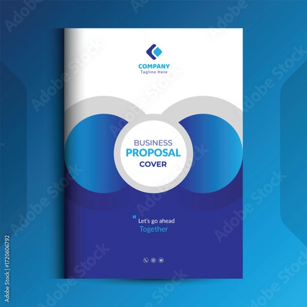Fototapeta Blue Proposal cover Design Template concepts are adept for corporate Business	
