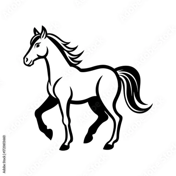Obraz Elegant black and white horse silhouette in motion