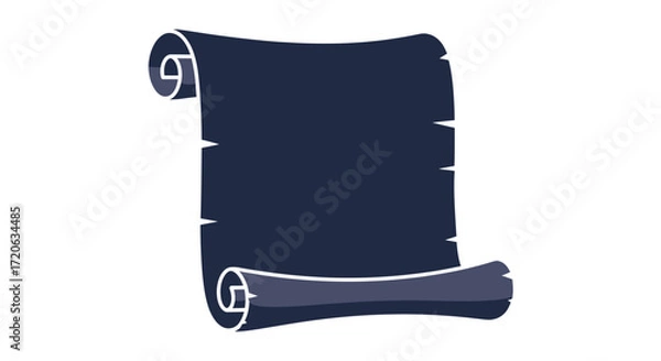 Fototapeta Isolated vector illustration of a dark blue scroll parchment on a white background ideal for