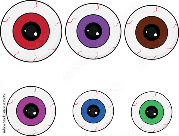 Obraz Drawing, illustration clipart of red eyes, dark theme, gothic, eyeball, various colors.