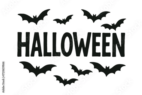 Fototapeta Halloween Transparent Background with Bats and Text in Dark Style for Spooky Holiday Design