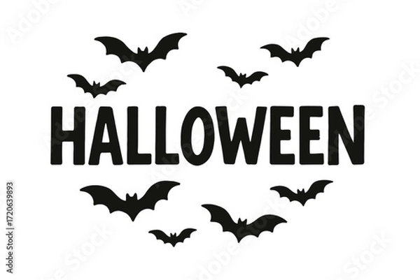 Fototapeta Halloween Transparent Background with Bats and Text in Dark Style for Spooky Holiday Design