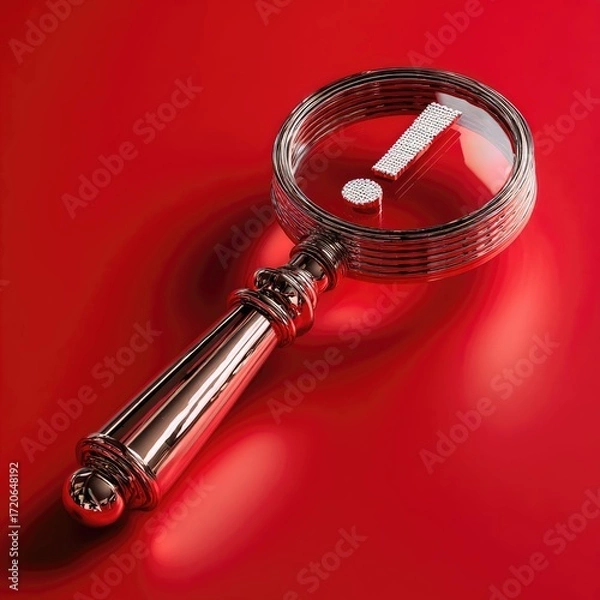 Fototapeta Magnifying glass with exclamation point
