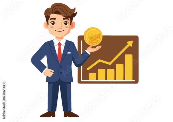 Fototapeta Successful Businessman Achieving Financial Growth and Investment Success A Visual Representation of Profitability and Wealth