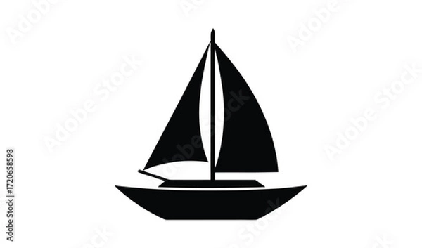 Obraz Simple black silhouette of a sailboat on a white background
