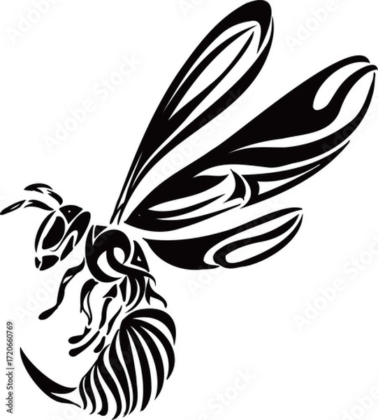 Fototapeta スズメバチのかっこいいトライバルタトゥーイラスト