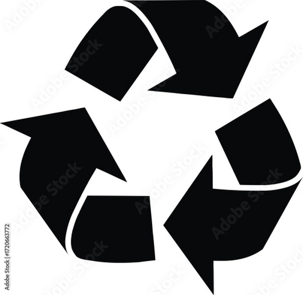 Fototapeta recycling symbol, minimalist, black and white, geometric shapes, clean lines, repetitive pattern, simple design, modern art, vector illustration

