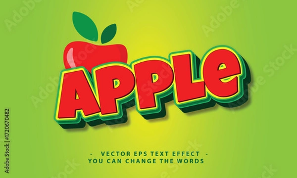Fototapeta Colorful Apple Text Effect with Fresh Style