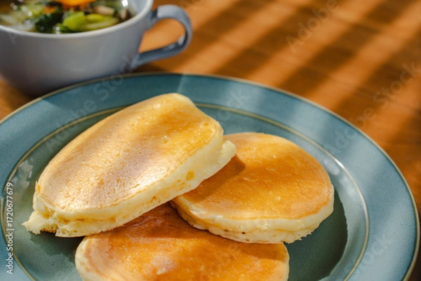 Obraz Homemade pancakes with soup for breakfast
