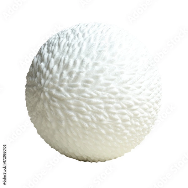 Fototapeta Textured white sphere with intricate feathery surface pattern Detail Abstract
