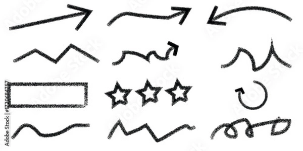 Fototapeta Collection of hand drawn arrows, stars, and shapes