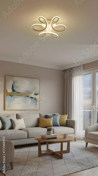 Obraz Modern minimalist living room ceiling light