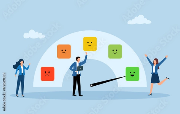 Fototapeta Employee engagement, commitment or motivation to success with company, staff dedication or job satisfaction, productivity or employee recognition.