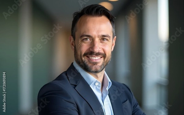 Obraz Successful mature businessman looking at camera with confidence. High quality