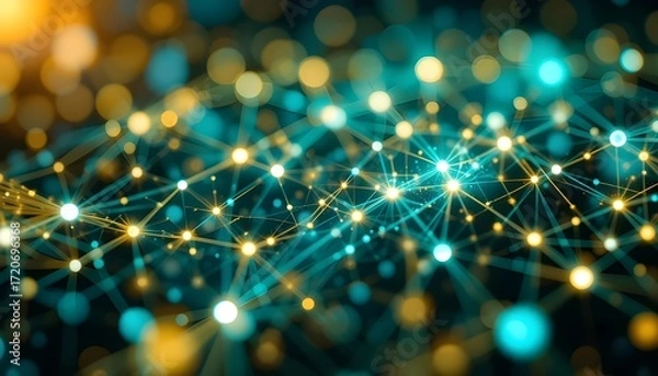 Fototapeta Abstract Lines and Dots Connection Background for Digital Data and Technology Design