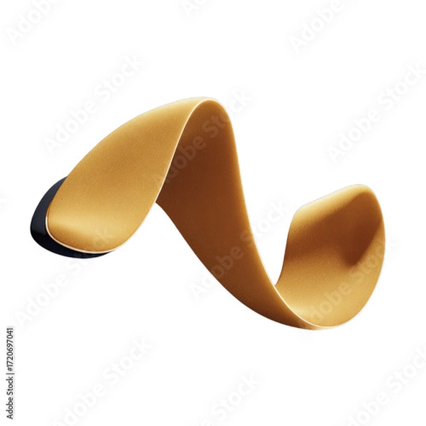 Obraz A Flowing Golden Ribbon With A Subtle Glitter Texture Curves Elegantly Against A Stark Transparent Background