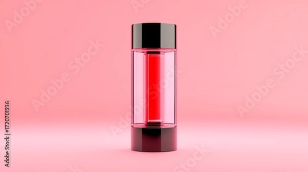 Fototapeta A vibrant red hair dye tube, glowing softly against a neutral gradient backdrop