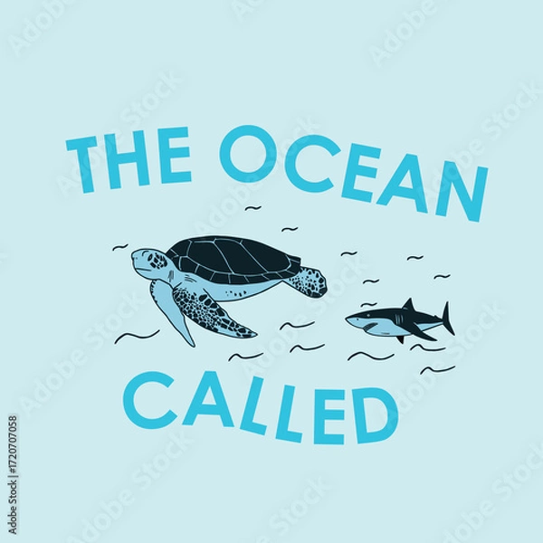 Obraz free vector undersea fish and text design.