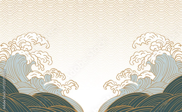 Obraz 波　海のイラスト背景