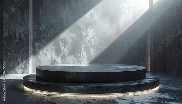 Fototapeta Matte Dark Podium with Rounded Edges and Silver Gradient Background