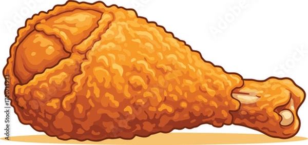 Fototapeta Fried chicken drumstick vector, crispy golden texture, realistic fast food illustration for menu design, comfort food branding, snack advertising