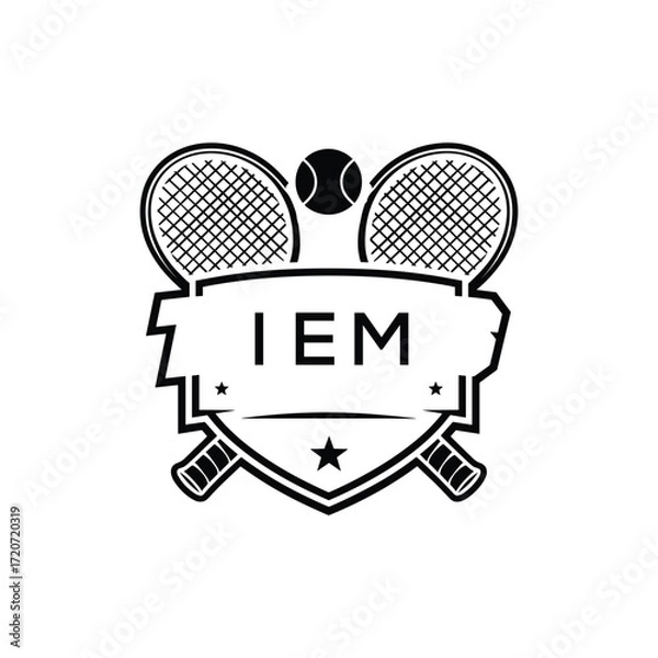 Obraz IEQ Tennis Company logo. IEQ Racket and Ball logo design for entrepreneur and business. IEQ Athletic Branding best icon.
