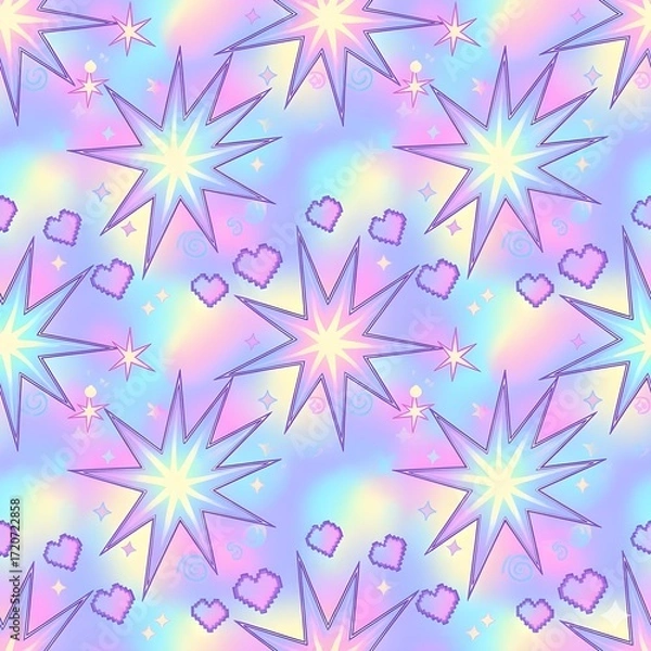 Obraz Starburst Background Pattern – Pastel Y2K Vector Seamless Design
