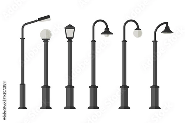 Obraz Oświetlenie uliczne płaskie ikony