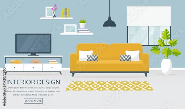 Obraz Interior of the living room. Vector banner.
